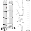 image:imageVEVOR MultiPurpose Folding Ladder 7in1 Tall Extension Step Ladder A Frame 5 Step Telescoping Ladder 19ft Reach Height Heavy Duty Adjustable Ladder 330 lbs Capacity for Home Outdoor MetalSilver