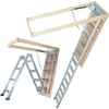 image:imageVEVOR Pull Down Attic Ladder  12 Steps Black Folding Stairs with Armrests for Attic Access WallMounted Retractable Ladder 98 ft Height11 ft