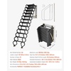 image:imageVEVOR Pull Down Attic Ladder  12 Steps Black Folding Stairs with Armrests for Attic Access WallMounted Retractable Ladder 98 ft Height276 x 197 x 157 inches