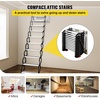 image:imageVEVOR Pull Down Attic Ladder  12 Steps Black Folding Stairs with Armrests for Attic Access WallMounted Retractable Ladder 98 ft Height98 ft