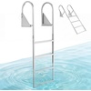 image:imageVEVOR Removable Dock Ladder 3 Steps 500lbs Load Capacity Aluminum Swim Ladders Pontoon Boat Ladder with Rubber Mat for Lake Marine Boarding PoolFlipUp4 Step