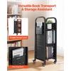image:imageVEVOR Rolling Library Book Cart 150 lbs Capacity 177 x 130 x 346Inch Library Cart Double Sided LShaped Shelves with 2Inch Lockable Wheels Book Truck for Home Shelves Office and School Black220 LBS