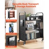 image:imageVEVOR Rolling Library Book Cart 330 lbs Capacity 303 x 15 x 480Inch Library Cart Single Sided VShaped Shelves with 3Inch Lockable Wheels Book Truck for Home Shelves Office and School WhiteBlack