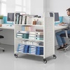image:imageVEVOR Rolling Library Book Cart 330 lbs Capacity 303 x 15 x 480Inch Library Cart Single Sided VShaped Shelves with 3Inch Lockable Wheels Book Truck for Home Shelves Office and School WhiteWhite