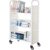 image:imageVEVOR Rolling Library Book Cart 330 lbs Capacity 303 x 15 x 480Inch Library Cart Single Sided VShaped Shelves with 3Inch Lockable Wheels Book Truck for Home Shelves Office and School WhiteWhite
