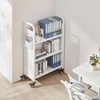 image:imageVEVOR Rolling Library Book Cart 330 lbs Capacity 303 x 15 x 480Inch Library Cart Single Sided VShaped Shelves with 3Inch Lockable Wheels Book Truck for Home Shelves Office and School WhiteWhite
