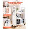 image:imageVEVOR Rolling Library Book Cart 330 lbs Capacity 303 x 15 x 480Inch Library Cart Single Sided VShaped Shelves with 3Inch Lockable Wheels Book Truck for Home Shelves Office and School WhiteWhite