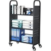 image:imageVEVOR Rolling Library Book Cart 330 lbs Capacity 303 x 15 x 480Inch Library Cart Single Sided VShaped Shelves with 3Inch Lockable Wheels Book Truck for Home Shelves Office and School WhiteBlack