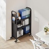 image:imageVEVOR Rolling Library Book Cart 330 lbs Capacity 303 x 15 x 480Inch Library Cart Single Sided VShaped Shelves with 3Inch Lockable Wheels Book Truck for Home Shelves Office and School WhiteBlack