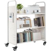 image:imageVEVOR Rolling Library Book Cart 330 lbs Capacity 303 x 15 x 480Inch Library Cart Single Sided VShaped Shelves with 3Inch Lockable Wheels Book Truck for Home Shelves Office and School WhiteWhite