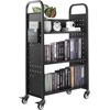 image:imageVEVOR Rolling Library Book Cart 330 lbs Capacity 303 x 15 x 480Inch Library Cart Single Sided VShaped Shelves with 3Inch Lockable Wheels Book Truck for Home Shelves Office and School WhiteBlack