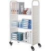 image:imageVEVOR Rolling Library Book Cart 330 lbs Capacity 303 x 15 x 480Inch Library Cart Single Sided VShaped Shelves with 3Inch Lockable Wheels Book Truck for Home Shelves Office and School WhiteWhite