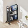 image:imageVEVOR Rolling Library Book Cart 330 lbs Capacity 303 x 15 x 480Inch Library Cart Single Sided VShaped Shelves with 3Inch Lockable Wheels Book Truck for Home Shelves Office and School WhiteBlack