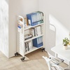 image:imageVEVOR Rolling Library Book Cart 330 lbs Capacity 303 x 15 x 480Inch Library Cart Single Sided VShaped Shelves with 3Inch Lockable Wheels Book Truck for Home Shelves Office and School WhiteWhite