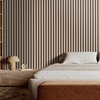 image:imageVEVOR Wood Slat Acoustic Panels 236 x 472 inch 4 Pcs MDF Accent Wooden Wall Panels for Modern Interior Wall Decor Faux Wood Wall Board Panels for Noise Reduction Black OakSilver Wood