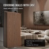 image:imageVEVOR Wood Slat Acoustic Panels 236 x 472 inch 4 Pcs MDF Accent Wooden Wall Panels for Modern Interior Wall Decor Faux Wood Wall Board Panels for Noise Reduction Black OakWalnut