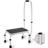image:imageVEVOR 3 Step Ladder Folding Step Stool with Wide AntiSlip Pedal and Comfort Handgrip Lightweight 600 lbs Capacity Portable Steel Ladder MultiUse for Kitchen Home Household and Office Black1Step with Handle