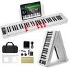 image:imageVEVOR 61 Folding Keyboard Bluetooth amp MIDI Portable Electronic Digital Foldable Piano with Sustain Pedal Touch Sensitive Lighted Keys Bag Rechargeable for Beginners Teens Adults White61 Key White  with Lighted Keys