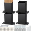 image:imageVEVOR 6x6 Post Base 2 Pcs Inner Size 59x555 inch  150x141 mm Post Brackets Heavy Duty Carbon Steel Decking Posts Wood Posts Brackets for Pavilion Deck Railing Support Deck Base Plate Black4x4 4pc