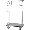 image:imageVEVOR Hotel Luggage Cart Brushed Stainless Steel Finish Bellmans Cart Valet Cart with Grey Carpeted Deck and 6inch Rubber Wheels Ideal for Hotels Condos Resorts Silver424x25x71in