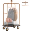 image:imageVEVOR Hotel Luggage Cart Brushed Stainless Steel Finish Bellmans Cart Valet Cart with Grey Carpeted Deck and 6inch Rubber Wheels Ideal for Hotels Condos Resorts Silver425x256x772in