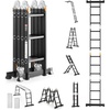 image:imageVEVOR MultiPurpose Folding Ladder 7in1 Tall Extension Step Ladder A Frame 5 Step Telescoping Ladder 19ft Reach Height Heavy Duty Adjustable Ladder 330 lbs Capacity for Home Outdoor MetalBlack
