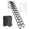 image:imageVEVOR Pull Down Attic Ladder  12 Steps Black Folding Stairs with Armrests for Attic Access WallMounted Retractable Ladder 98 ft Height276 x 197 x 157 inches