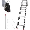 image:imageVEVOR Pull Down Attic Ladder  12 Steps Black Folding Stairs with Armrests for Attic Access WallMounted Retractable Ladder 98 ft Height98 ft