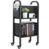 image:imageVEVOR Rolling Library Book Cart 150 lbs Capacity 177 x 130 x 346Inch Library Cart Double Sided LShaped Shelves with 2Inch Lockable Wheels Book Truck for Home Shelves Office and School Black150 LBS
