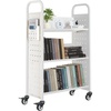 image:imageVEVOR Rolling Library Book Cart 330 lbs Capacity 303 x 15 x 480Inch Library Cart Single Sided VShaped Shelves with 3Inch Lockable Wheels Book Truck for Home Shelves Office and School WhiteWhite