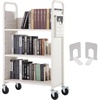image:imageVEVOR Rolling Library Book Cart 330 lbs Capacity 303 x 15 x 480Inch Library Cart Single Sided VShaped Shelves with 3Inch Lockable Wheels Book Truck for Home Shelves Office and School WhiteCream