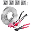 image:imageVEVOR Steel Banding Strapping Kit Heavy Duty Banding Sealer Tool with 100 ft Binding Straps 100 Metal Clasps Manual Pallet Packaging Strapping Kit for Warehouse Transportation Industrial BundlingSteel 34x400 4PC Set
