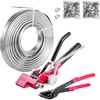 image:imageVEVOR Steel Banding Strapping Kit Heavy Duty Banding Sealer Tool with 100 ft Binding Straps 100 Metal Clasps Manual Pallet Packaging Strapping Kit for Warehouse Transportation Industrial BundlingSteel 34x200 4PC Set
