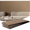 image:imageVEVOR Wood Slat Acoustic Panels 236 x 472 inch 4 Pcs MDF Accent Wooden Wall Panels for Modern Interior Wall Decor Faux Wood Wall Board Panels for Noise Reduction Black OakLight Oak