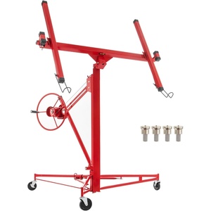 image:imageVEVOR 16ft Drywall Lift HeavyDuty 150 lbs Sheetrock Hoist with Adjustable Telescoping Arm Lockable Wheels Drywall Lifter Panel Jack Hoist Tools Ideal for Ceiling amp Wall Installation YellowRed