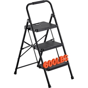 image:imageVEVOR 3 Step Ladder Folding Step Stool with Wide AntiSlip Pedal and Comfort Handgrip Lightweight 600 lbs Capacity Portable Steel Ladder MultiUse for Kitchen Home Household and Office Black183 x 287 x 407 inExpanded