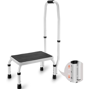 image:imageVEVOR 3 Step Ladder Folding Step Stool with Wide AntiSlip Pedal and Comfort Handgrip Lightweight 600 lbs Capacity Portable Steel Ladder MultiUse for Kitchen Home Household and Office Black1Step with Handle