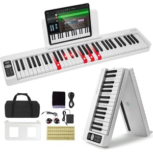 image:imageVEVOR 61 Folding Keyboard Bluetooth amp MIDI Portable Electronic Digital Foldable Piano with Sustain Pedal Touch Sensitive Lighted Keys Bag Rechargeable for Beginners Teens Adults White61 Key White  with Lighted Keys
