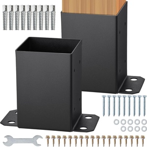 image:imageVEVOR 6x6 Post Base 2 Pcs Inner Size 59x555 inch  150x141 mm Post Brackets Heavy Duty Carbon Steel Decking Posts Wood Posts Brackets for Pavilion Deck Railing Support Deck Base Plate Black4x4 2pc