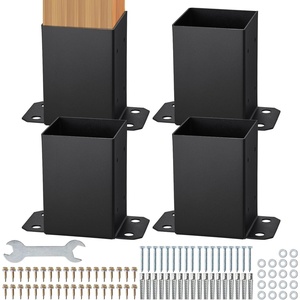 image:imageVEVOR 6x6 Post Base 2 Pcs Inner Size 59x555 inch  150x141 mm Post Brackets Heavy Duty Carbon Steel Decking Posts Wood Posts Brackets for Pavilion Deck Railing Support Deck Base Plate Black4x4 4pc