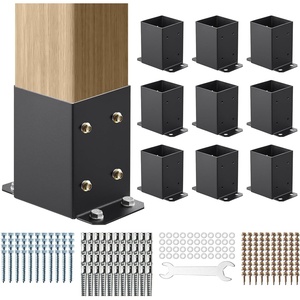 image:imageVEVOR 6x6 Post Base 2 Pcs Inner Size 59x555 inch  150x141 mm Post Brackets Heavy Duty Carbon Steel Decking Posts Wood Posts Brackets for Pavilion Deck Railing Support Deck Base Plate Black4x4 10pc