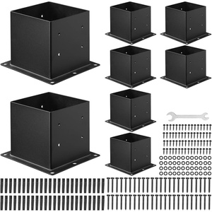 image:imageVEVOR 6x6 Post Base 4 Pcs Inner Size 56x56 inch  142x142 mm Post Brackets Heavy Duty Carbon Steel Decking Posts Wood Posts Brackets for Pavilion Deck Railing Support Deck Base Plate BlackFull Cover 4x4 8pc