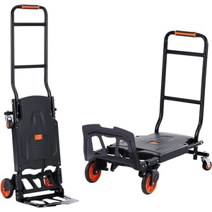 image:imageVEVOR Aluminum Folding Hand Truck 2 in 1 Design 400 lbs Capacity Heavy Duty Industrial Collapsible cart Dolly Cart with Rubber Wheels for Transport and Moving in Warehouse Supermarket Garden300 lbs
