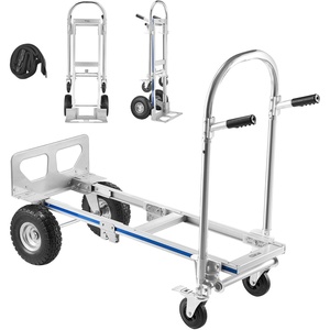 image:imageVEVOR Aluminum Folding Hand Truck 2 in 1 Design 400 lbs Capacity Heavy Duty Industrial Collapsible cart Dolly Cart with Rubber Wheels for Transport and Moving in Warehouse Supermarket Garden1000 lbs