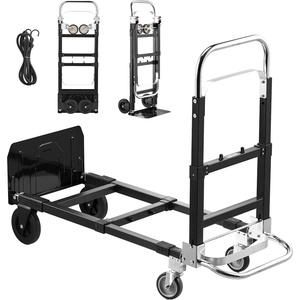 image:imageVEVOR Aluminum Hand Truck HeavyDuty Hand Truck Dolly with NonSlip Wheels amp Handle 500 LBS Aluminum Alloy Portable Trolley Dolly with TieDown Strap for Moving Home Office Warehouse500LBS  2 in 1