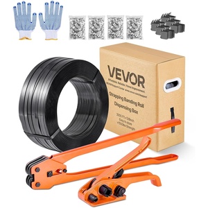 image:imageVEVOR Banding Strapping Kit Heavy Duty Banding Sealer Tool with 1500 ft PET Band 450 Metal Seals 150 Corner Protectors amp Gloves Plastic Pallet Packaging Strapping Kit for WarehouseShippingMovingPET 58x2000 6PC Set