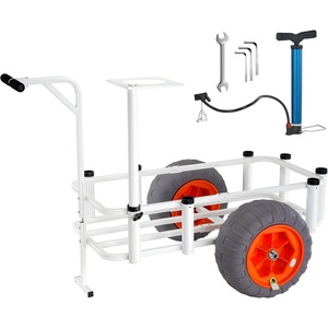 image:imageVEVOR Beach Fishing Cart 200 lbs Load Capacity Fish and Marine Cart with Two 11 Big Wheels Rubber Balloon Tires for Sand HeavyDuty Steel Pier Wagon Trolley with 7 Rod Holders for Fishing Picnic2 16 PU Tires  350 lbs