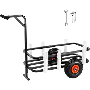image:imageVEVOR Beach Fishing Cart 200 lbs Load Capacity Fish and Marine Cart with Two 11 Big Wheels Rubber Balloon Tires for Sand HeavyDuty Steel Pier Wagon Trolley with 7 Rod Holders for Fishing Picnic2 11 Rubber Tires