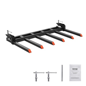 image:imageVEVOR Clamp on Debris Forks to 48 Bucket 2600 lbs Capacity Heavy Duty Clamp on Pallet Forks Bucket Attachments Fit for Loader Bucket Skidsteer Tractor to Clean up Fallen Limbs Debris or Yard Wwaste60