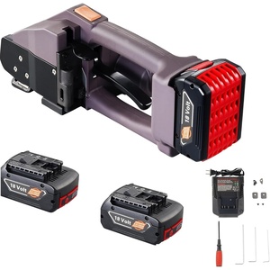 image:imageVEVOR Electric Strapping Machine for 035063 PP PET Straps Portable Electric Banding Tool with Digital Display 2 x 5000mAh Battery Powered Automatic Strapping Tool for Packaging Box PalletPET 5000N